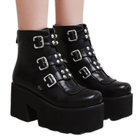 Funki Buys | Boots | Women's Platform Ankle Boots | Buckle Gothic Boots