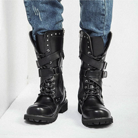 Funki Buys | Boots | Men's Gothic Punk Motorcycle Boots | Mid-Calf