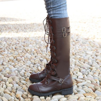 Funki Buys | Boots | Women's Knee High Boots | Lace Up Flat Steampunk