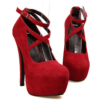 Funki Buys | Shoes | Women's Suede High Heel Pumps | Cross-Tied Ankle Strap