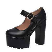 Funki Buys | Shoes | Women's Block Heel Platform Shoes | Mary Janes | Gothic