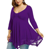 Funki Buys | Shirts | Women's Plus Size Lace Patchwork Tunic Top