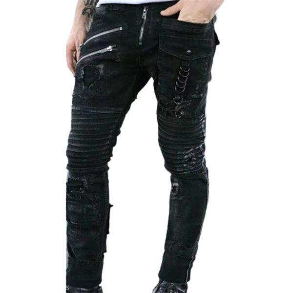 Black and Friday Deals Blueek Men'S Autumn Winter Punk Retro Goth Slim  Casual Long Pants Trousers Pants 