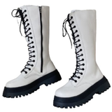 Funki Buys | Boots | Women's Lace Up Calf Length Chunky Boots | Gothic Punk