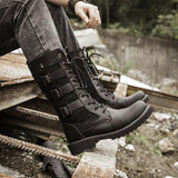 Funki Buys | Boots | Men's Gothic Punk Biker Boots | Mid-Calf Boots