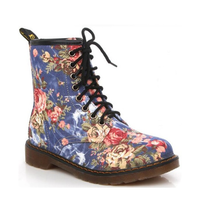 Funki Buys | Boots | Women's Canvas Flower Print Ankle Boots | Lace-up