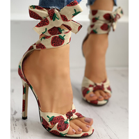 Funki Buys | Shoes | Women's Fruit Print Stilettos | Canvas | Tie Up