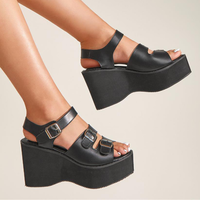 Funki Buys | Shoes | Women's Gothic Platform Sandals | Buckle Wedges