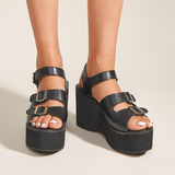 Funki Buys | Shoes | Women's Gothic Platform Sandals | Buckle Wedges
