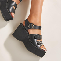 Funki Buys | Shoes | Women's Gothic Platform Sandals | Buckle Wedges
