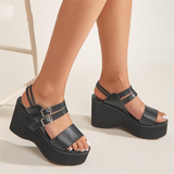 Funki Buys | Shoes | Women's Gothic Platform Sandals | Buckle Wedges