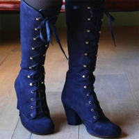 Funki Buys | Boots | Women's Vintage Retro Lace Up Boots | Mid-Calf