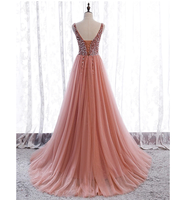 Funki Buys | Dresses | Women's Beaded Evening Dress | High Split Tulle