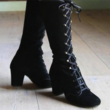 Funki Buys | Boots | Women's Vintage Retro Lace Up Boots | Mid-Calf