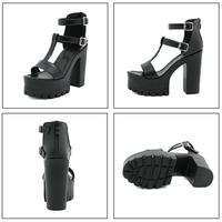 Funki Buys | Shoes | Women's Gothic Punk Platform Sandals | T-Straps