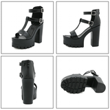 Funki Buys | Shoes | Women's Gothic Punk Platform Sandals | T-Straps