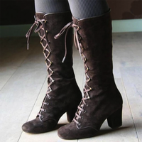Funki Buys | Boots | Women's Vintage Retro Lace Up Boots | Mid-Calf