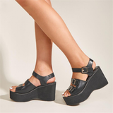 Funki Buys | Shoes | Women's Gothic Platform Sandals | Buckle Wedges