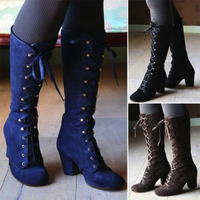 Funki Buys | Boots | Women's Vintage Retro Lace Up Boots | Mid-Calf