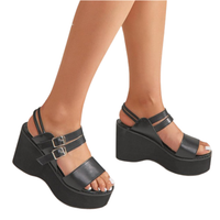 Funki Buys | Shoes | Women's Gothic Platform Sandals | Buckle Wedges