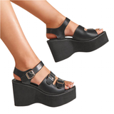 Funki Buys | Shoes | Women's Gothic Platform Sandals | Buckle Wedges