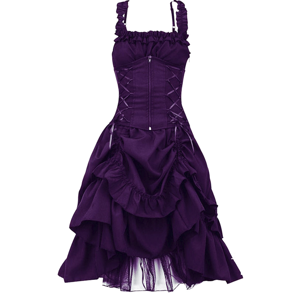 Funki Buys | Dresses | Women's Vintage Lace Up Goth Retro Party Dress