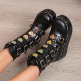 Funki Buys | Boots | Women's Cosplay Mid-Calf Buckle Strap Boots