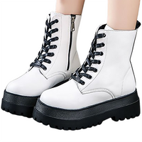 Funki Buys | Boots | Women's White Platform Boots | Chunky Ankle Boots