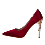 Funki Buys | Shoes | Women's Silk Stilettos | Metal Carved Heels