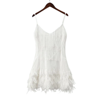 Funki Buys | Dresses | Women's Elegant Tassel Mini Dress | Feather Sequin Dress