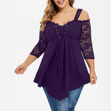 Funki Buys | Shirts | Women's Plus Size Sexy Half Sleeve Lace Shirt