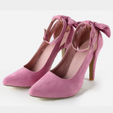 Funki Buys | Shoes | Women's Suede Bow Knot High Heels | Pointed Toe