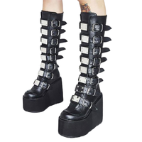 Funki Buys | Boots | Women's High Platform Buckle Boots | Wedges