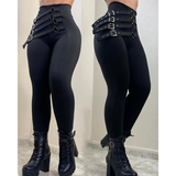 Funki Buys | Pants | Women's High Waist Buckled Belt Skinny Pants