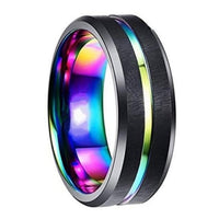Funki Buys | Rings | Black Stainless Steel Rainbow Wedding Band