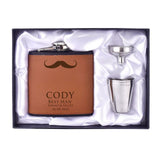 Funki Buys | Hip Flasks | Gift Set | Leather 6 oz Custom Hip Flask Set