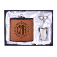 Funki Buys | Hip Flasks | Gift Set | Leather 6 oz Custom Hip Flask Set