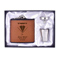 Funki Buys | Hip Flasks | Gift Set | Leather 6 oz Custom Hip Flask Set