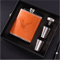 Funki Buys | Hip Flasks | Gift Set | Leather Flask 7oz Funnel, Cups