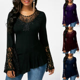 Funki Buys | Shirts | Women's Plus Size T-shirt | Angled Hem Lace Top