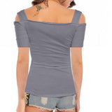 Funki Buys | Shirts | Women's Off The Shoulder Metal Buckle T-shirt