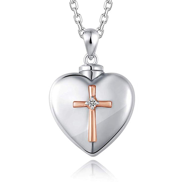 Funki Buys | Cremation Urn Necklaces | Love Heart and Cross Pendant
