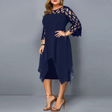 Funki Buys | Dresses | Women's Plus Size Lace Mesh Midi Party Dress