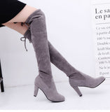 Funki Buys | Boots | Women's Skinny Knee High Suede Boots | Over Knee