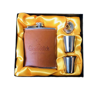 Funki Buys | Hip Flasks | Gift Box Set | Leather 7oz Whisky Flask Set