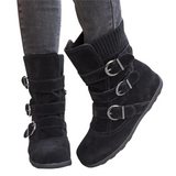 Funki Buys | Boots | Women's Suede Snow Boots | Buckled Ankle Boot
