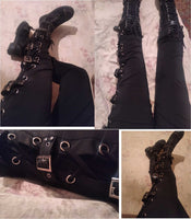 Funki Buys | Pants | Women's Buckle Gothic Rosetic Lace Up Cargo Pants