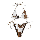 Funki Buys | Swimwear |Women's Draw String Bikini |Cow Print