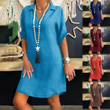 Funki Buys | Dresses | Women's Cotton Linen Shirt Dress | Beach Boho