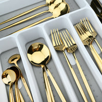 Funki Buys | Cutlery Set | Gold Stainless Steel Mirror 30 Pcs Set